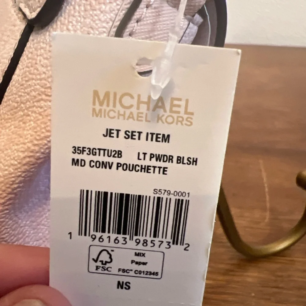 Michael Kors Jet Set Med Convertible Pouchette Crossbody Light Powder Blush NWT